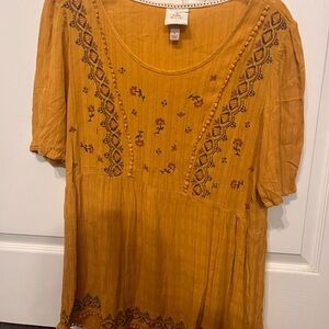 Knox Rose Mustard Embroidered Blouse